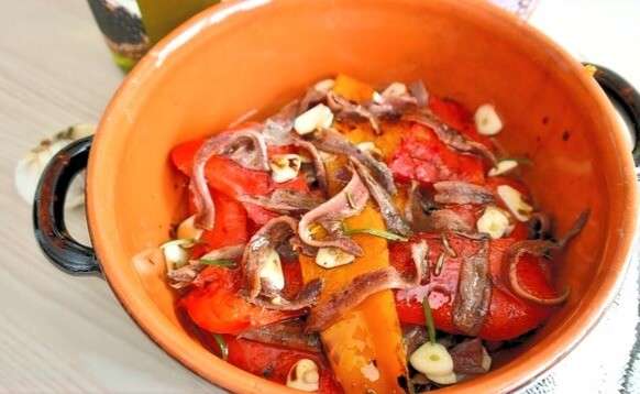 Anchovy, roast peppers, garlic and herbs