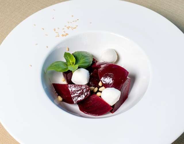 beetroot, goat cheese and pine nuts salad