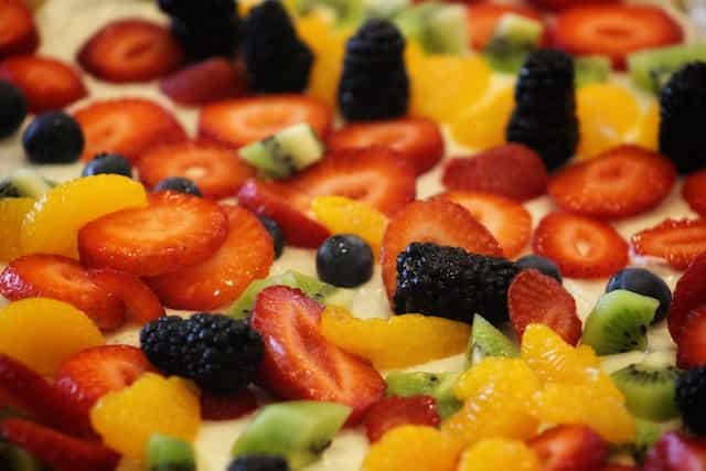 blackberries in fresh fruit salad
