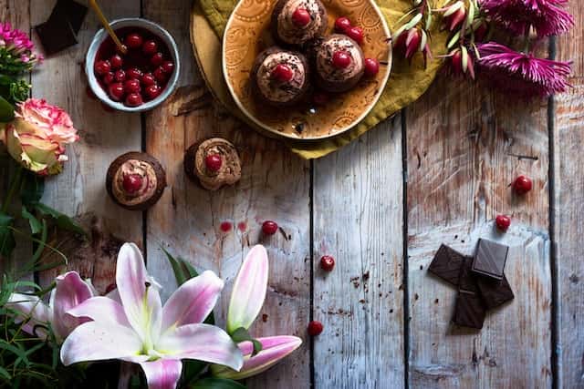 cherry and chocolate muffins
