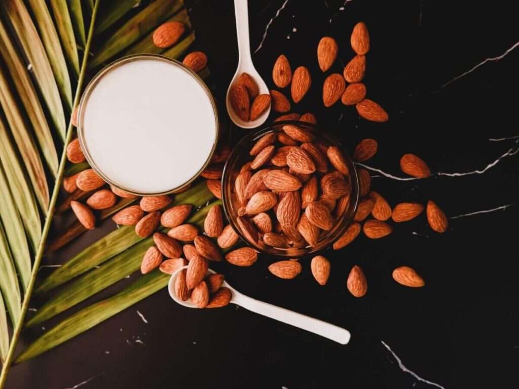 almond milk and nuts