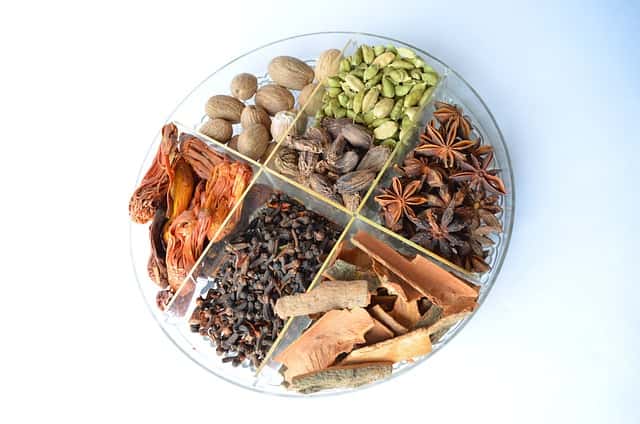 cardamom and multiple spices rack