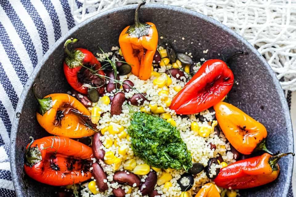 couscous and roast peppers salad