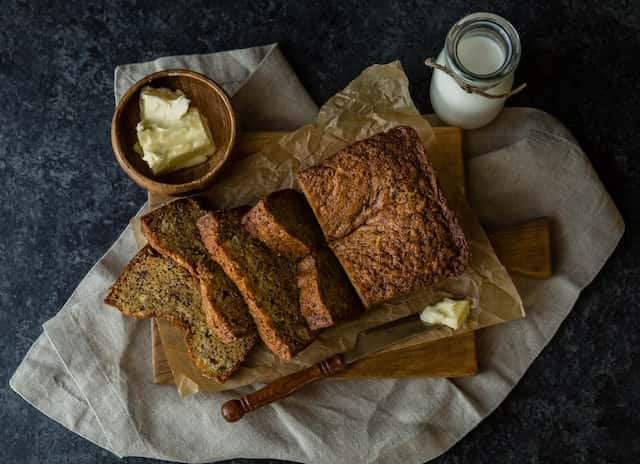 butter, milk and banana bread