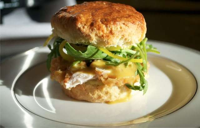 buttermilk scone fill up with chicken and salad