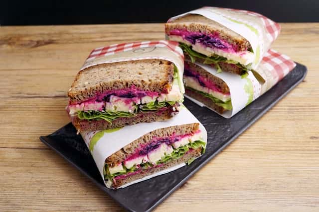 camembert and beetroot sandwiches