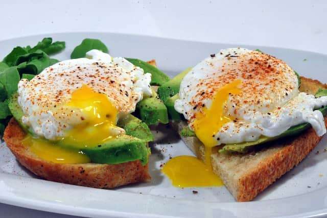 poached eggs on avocado toast