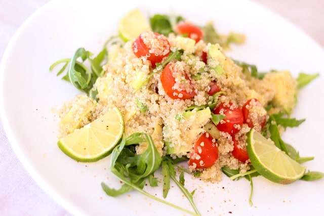 lime, tomato and rockets quinoa salad