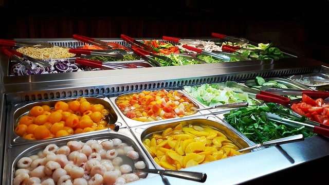 lychee, fresh fruits and vegetables buffet