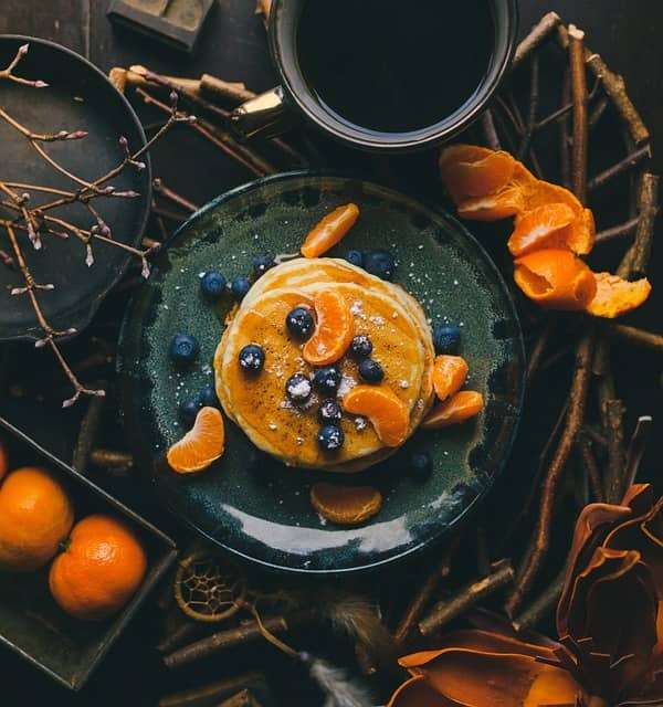 Orange and blueberry pancakes