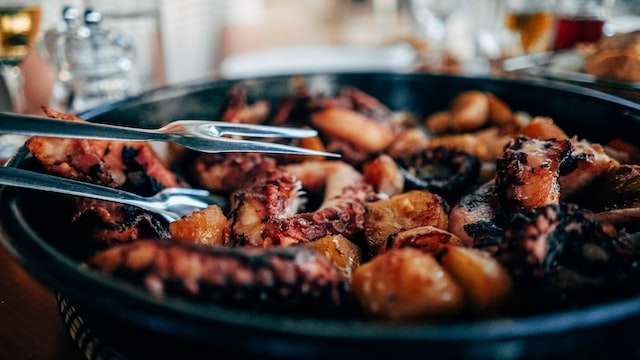 pan fried octopus dish