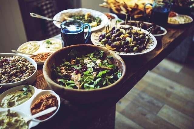 olives platter, salads and mezze dishes