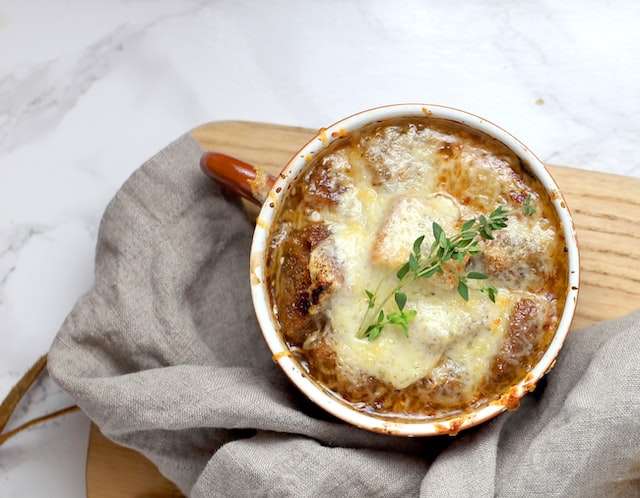 French onion soup served with Gruyere cheese toast