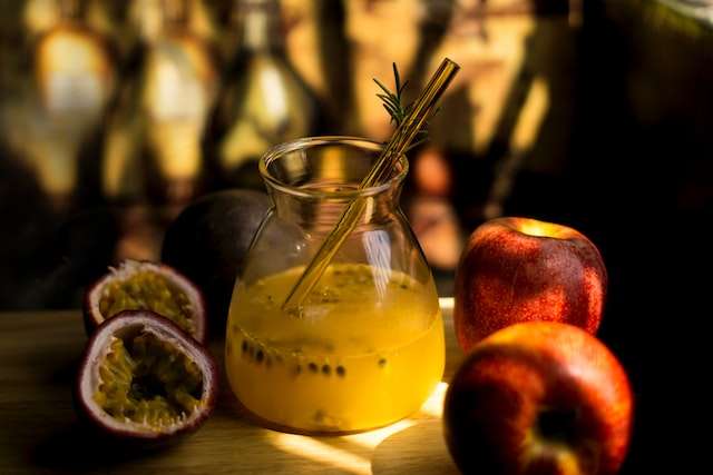 Passion fruit and peach  mix juice