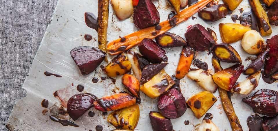 Roast parsnips, carrots and beetroots
