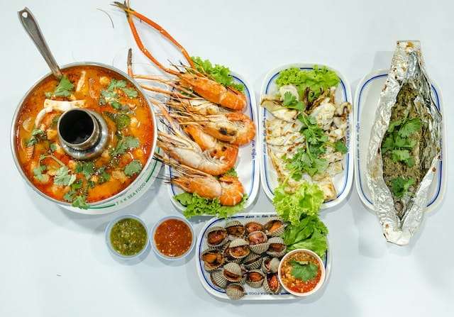 Squid, seafood and fish feast