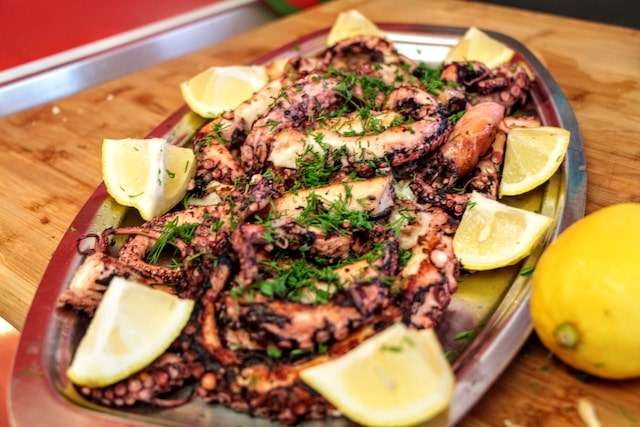 Squid and octopus platter