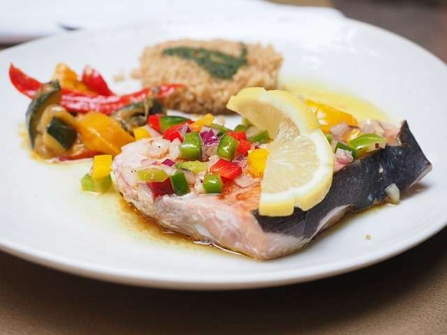 swordfish steak with vegetable salsa sauce