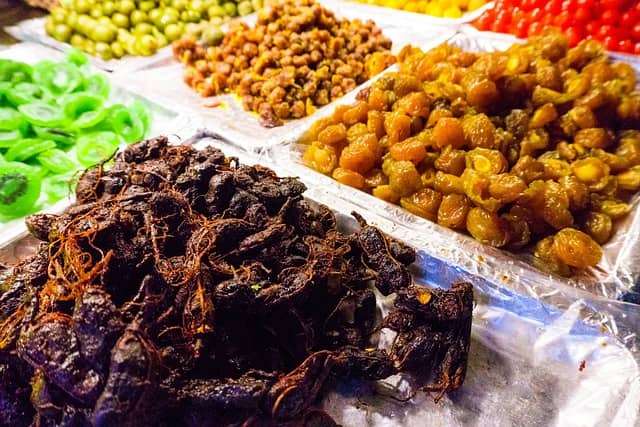 Dry tamarind and different fruits