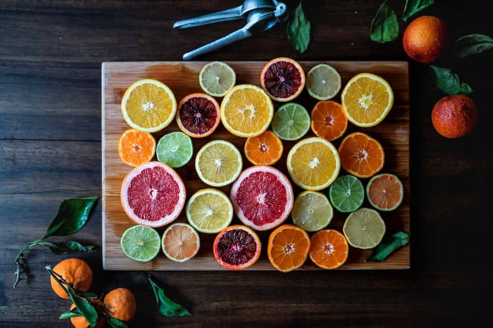 Tangerine and different citrus fruits on board