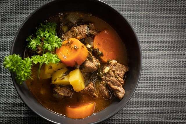 turnips and root vegetables soup with beef